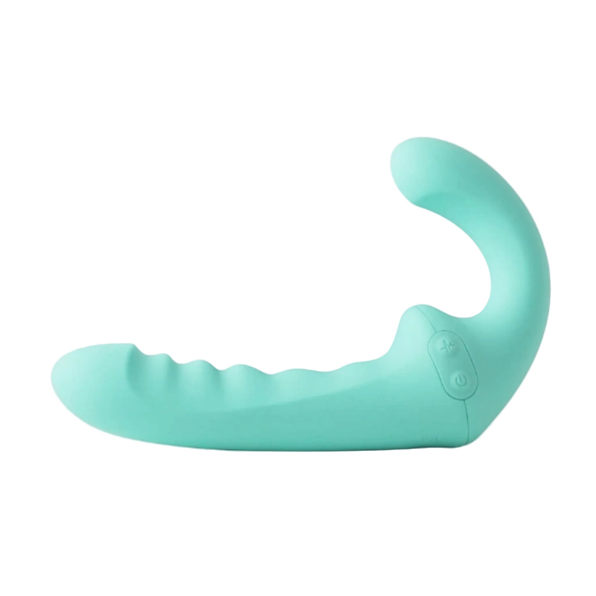 VibraTwin strapless vibrator side profile on white background