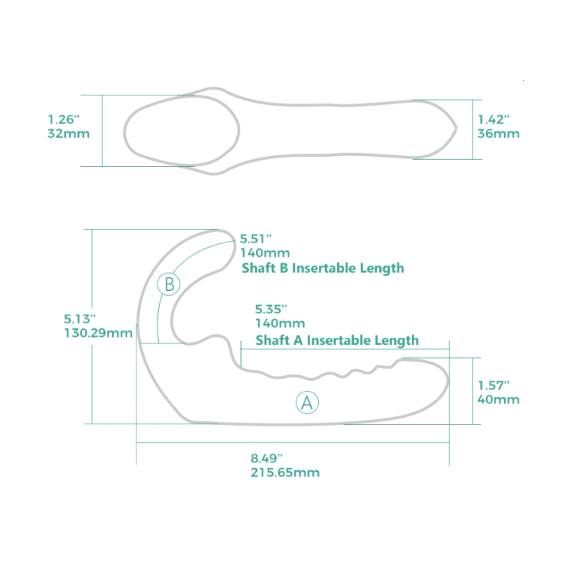 VibraTwin measurement diagram with labelled dimensions
