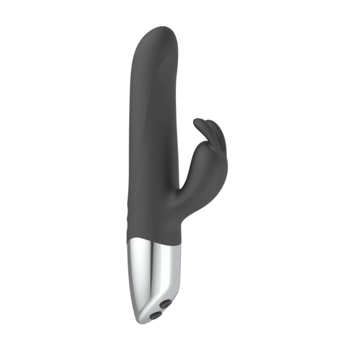 Rabbit vibrator angled view showing shaft and clitoral stimulator