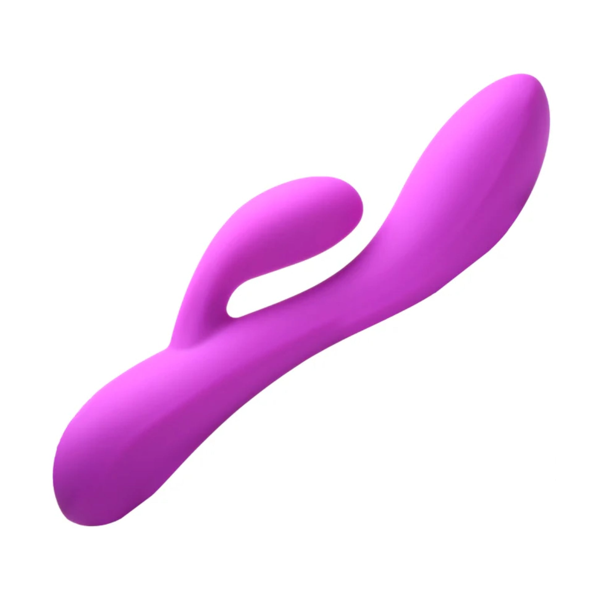 Rabbit vibrator angled view showing flexible shaft design 