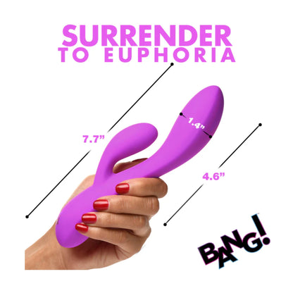 Vibrator shown in hand with measurement guide 