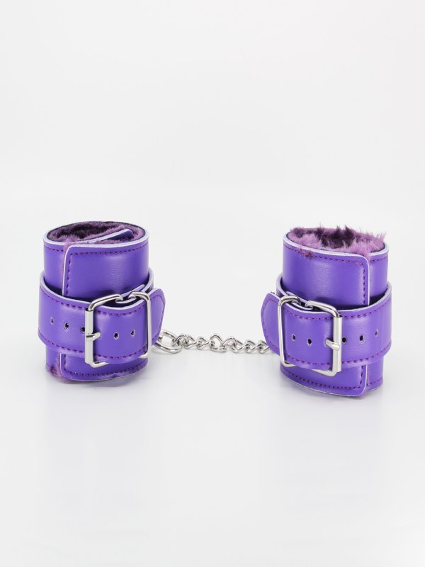 Love In Leather Berlin Baby Faux Fur Lined Hand Cuffs Purple
