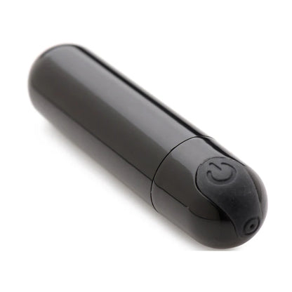 Angled view of metallic black bullet vibrator 