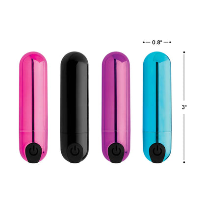 Colour range and dimensions graphic for bullet vibrator 