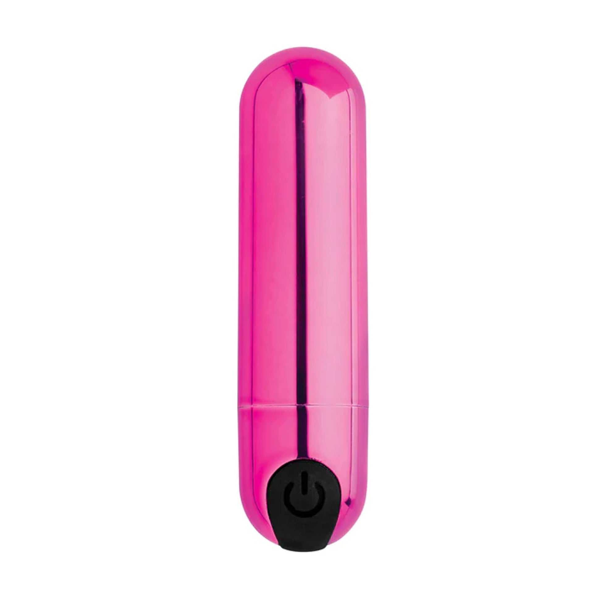 Front view of metallic pink bullet vibrator upright 