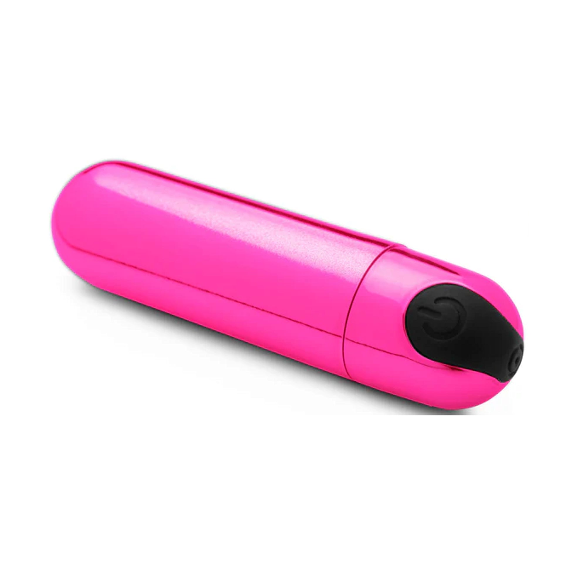 Angled view of metallic pink bullet vibrator 