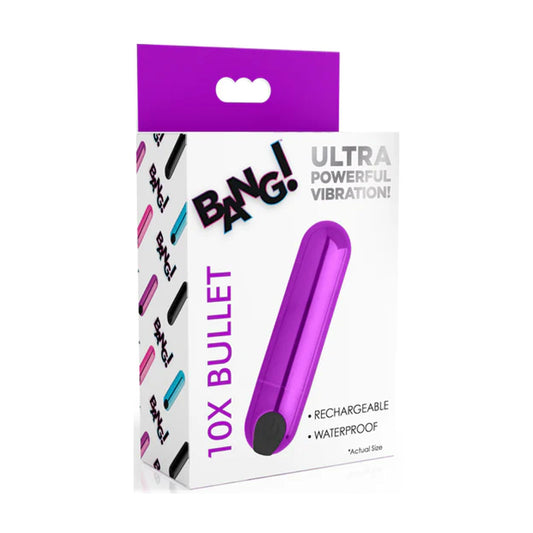 Bang! 10X Bullet Vibrator Metallic Purple in retail packaging 