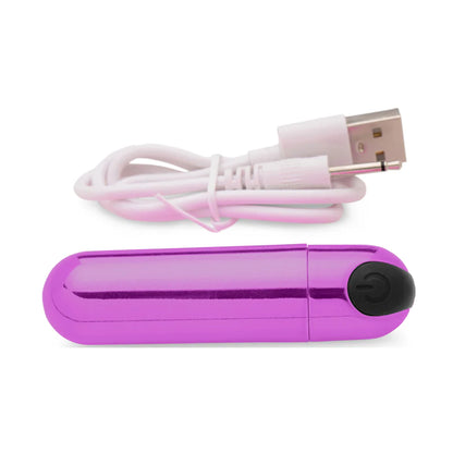 Metallic purple bullet vibrator with charging cable 