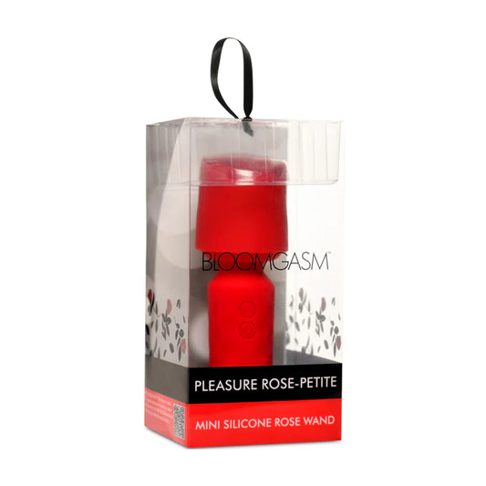 Bloomgasm Pleasure Rose Petite Mini Silicone Rose Wand in retail packaging