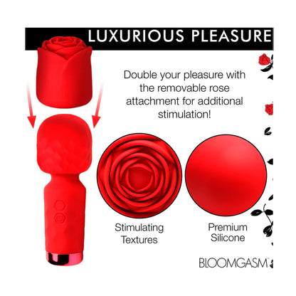 Silicone wand and rose attachment displayed separately