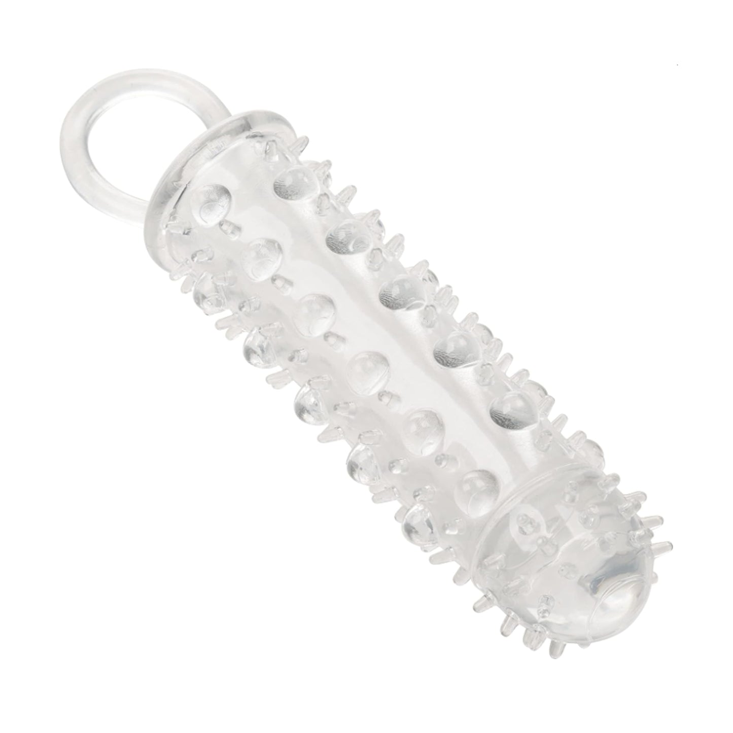 Clear textured penis extension sleeve with raised nubs