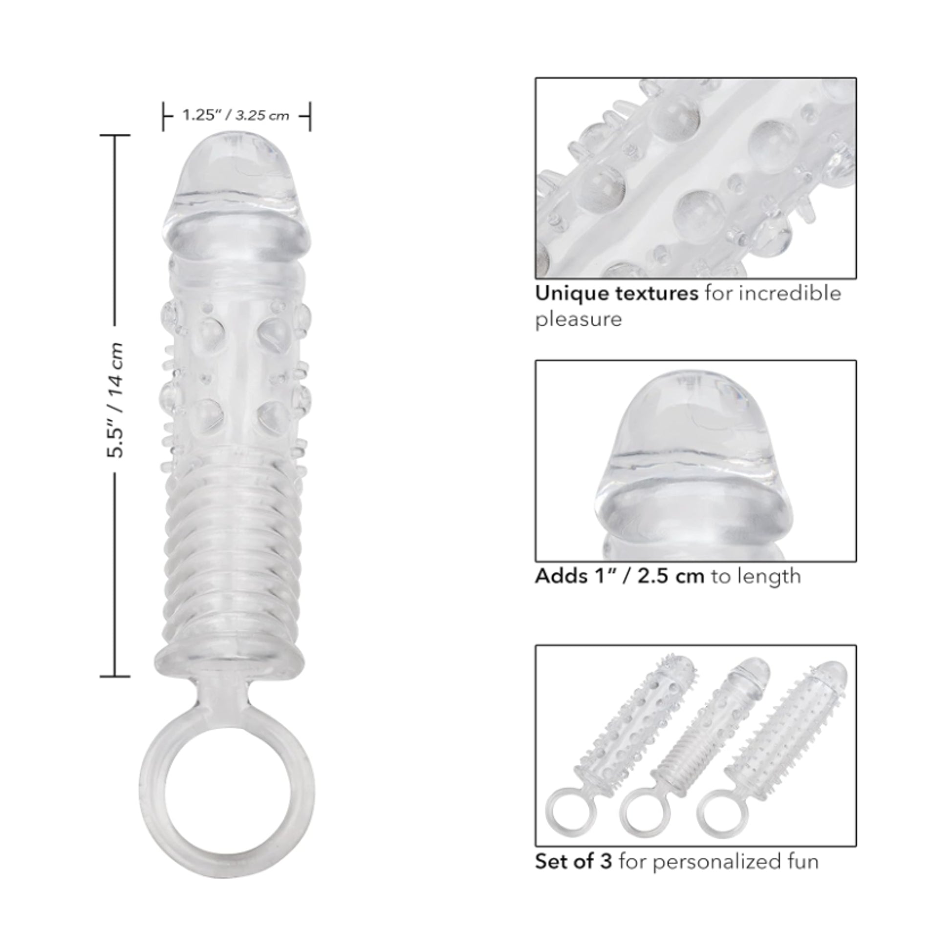 Measurement diagram showing sleeve length and added extension