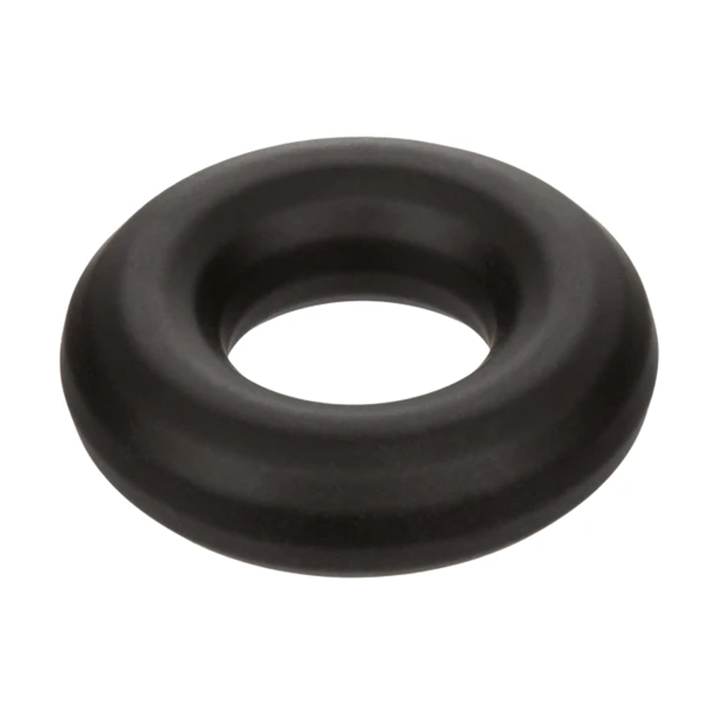 Black silicone cock ring laying flat