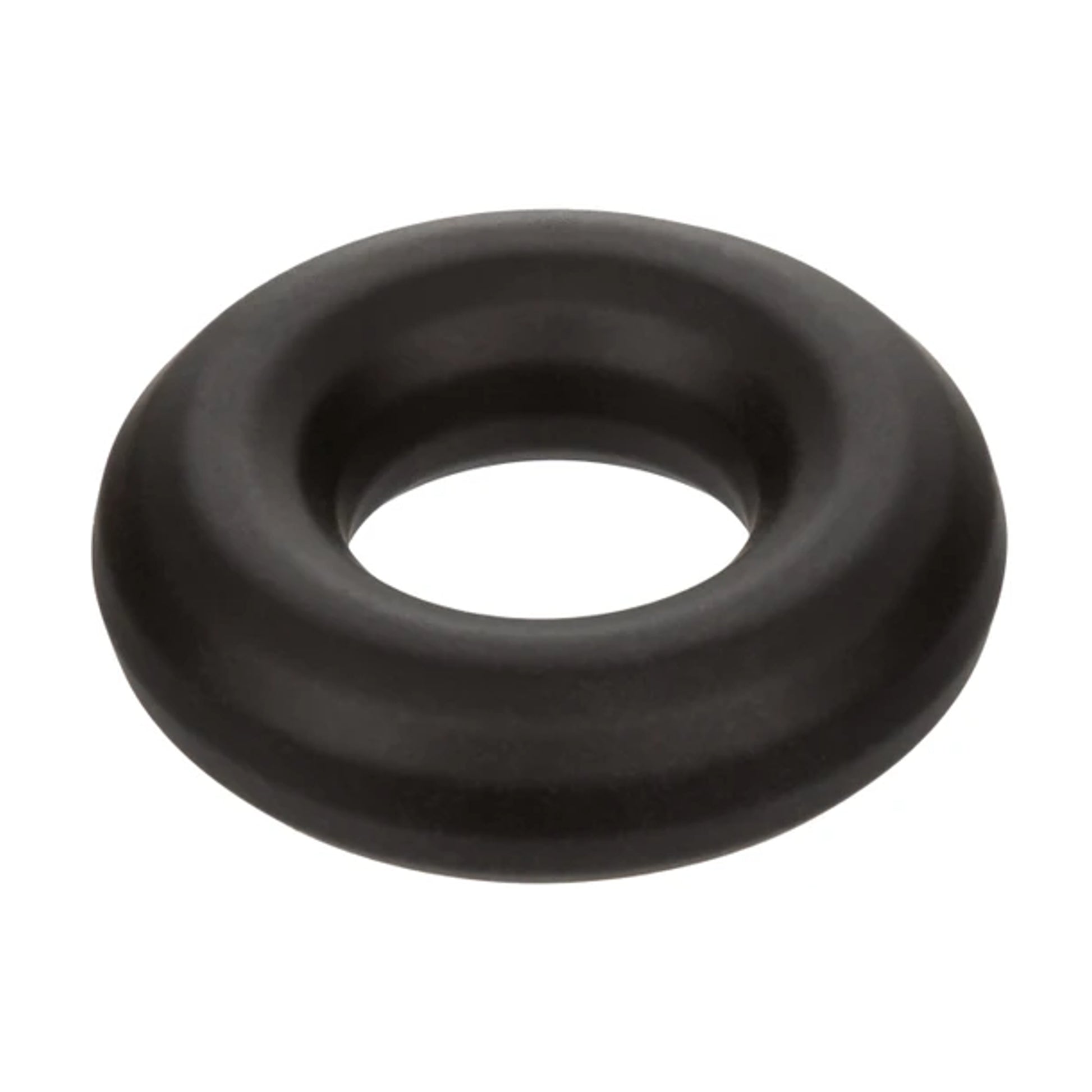 Black silicone cock ring laying flat