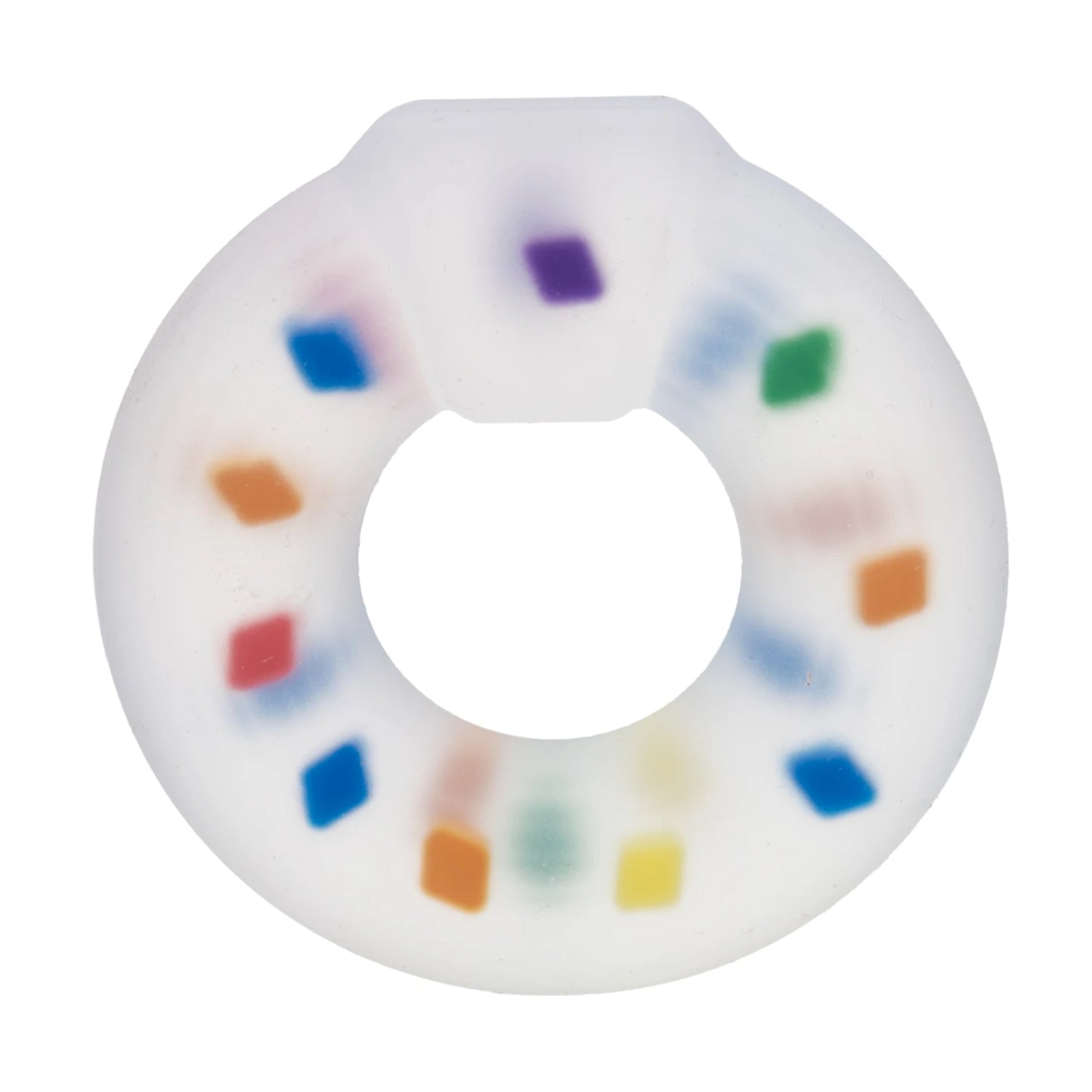 Front view of multicolour silicone cock ring