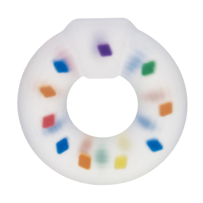 Front view of multicolour silicone cock ring