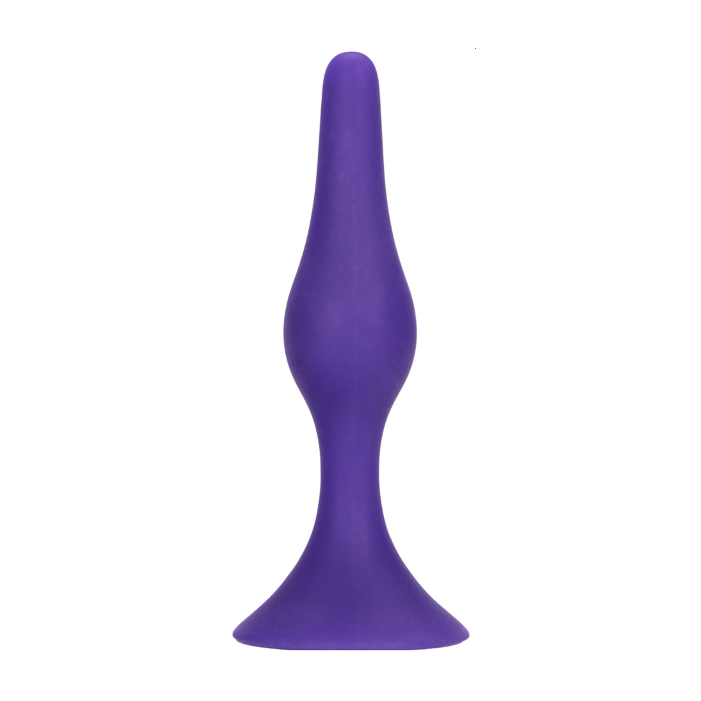 Purple silicone anal plug with tapered shape