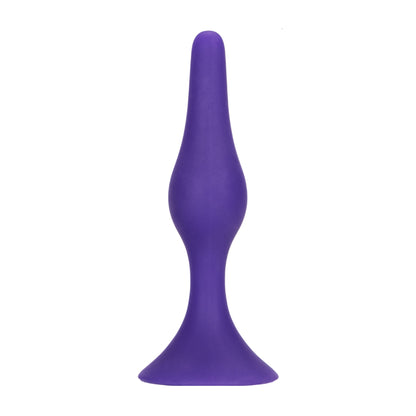 Purple silicone anal plug with tapered shape