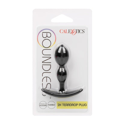 Calexotics Boundless 2X Teardrop anal plug black retail packaging front view