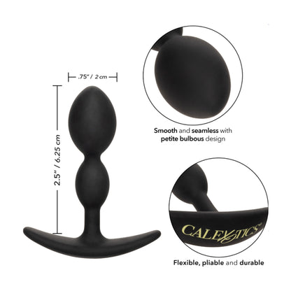 Size diagram showing anal plug length and width measurements