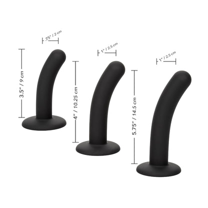 Dimensions of all three included silicone dildos 