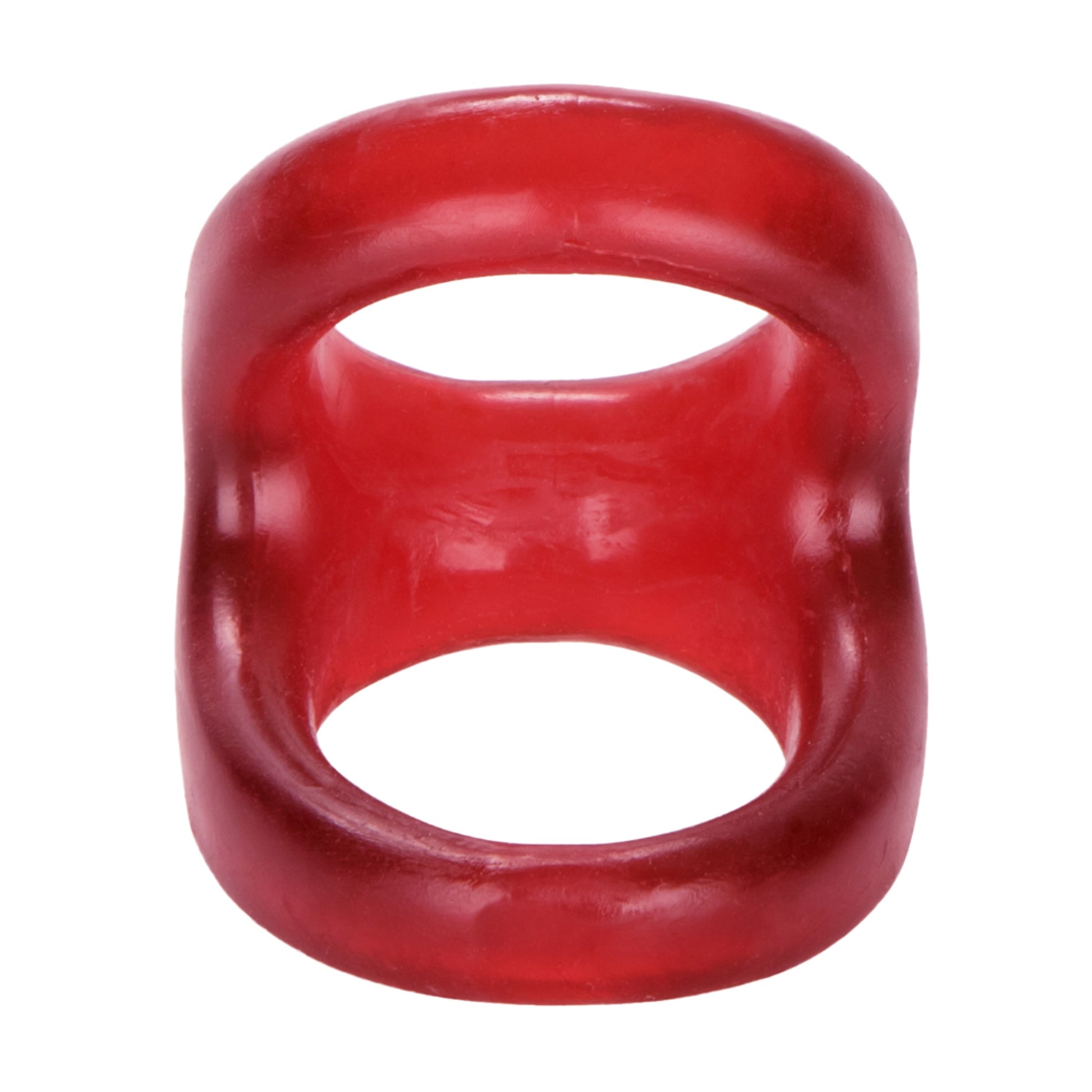 Front view of red dual support ring with dual openings 