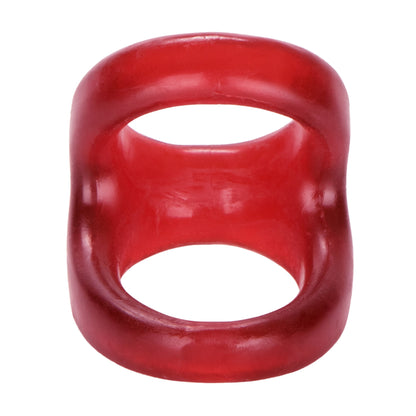 Front view of red dual support ring with dual openings 