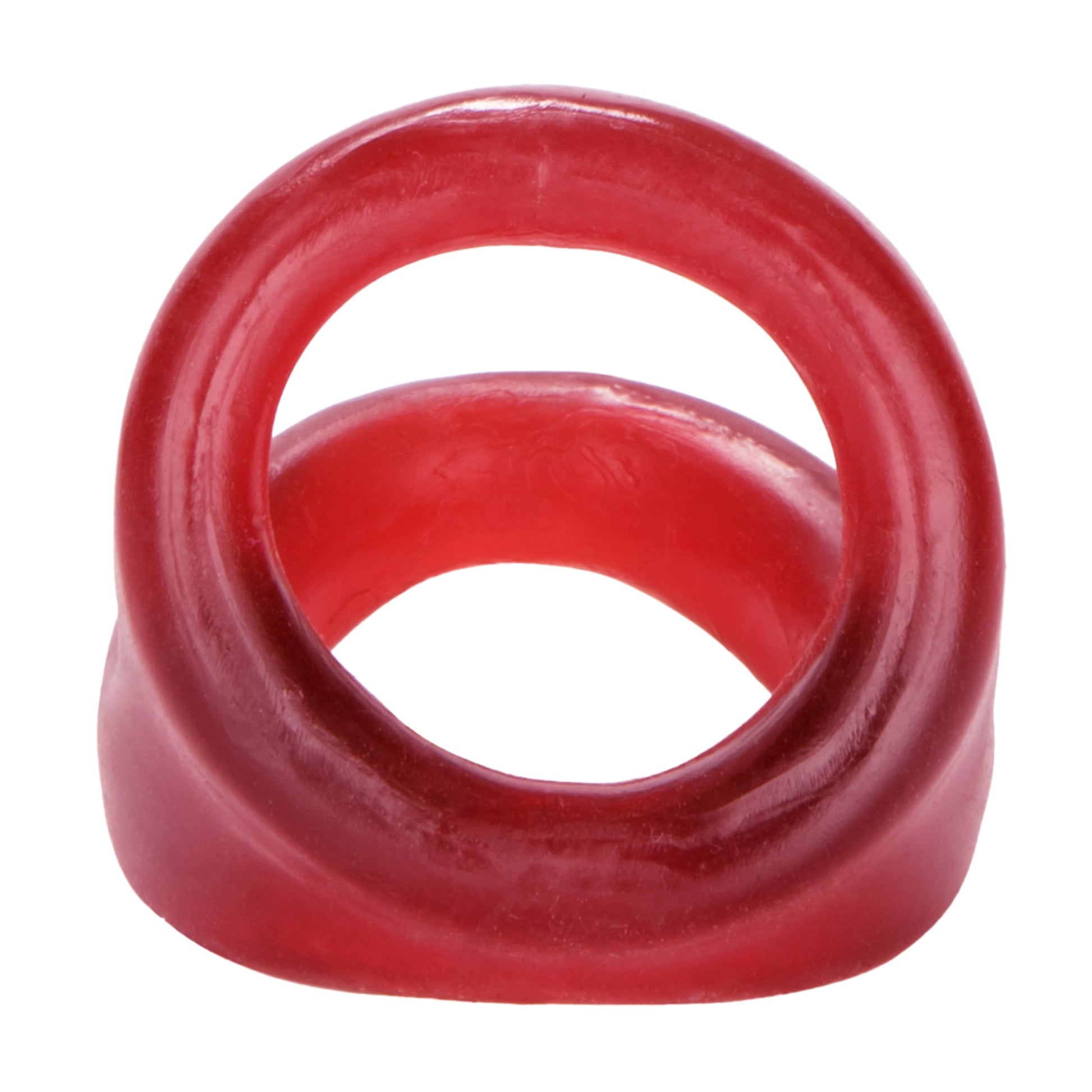 Rear view of red dual support ring openings 