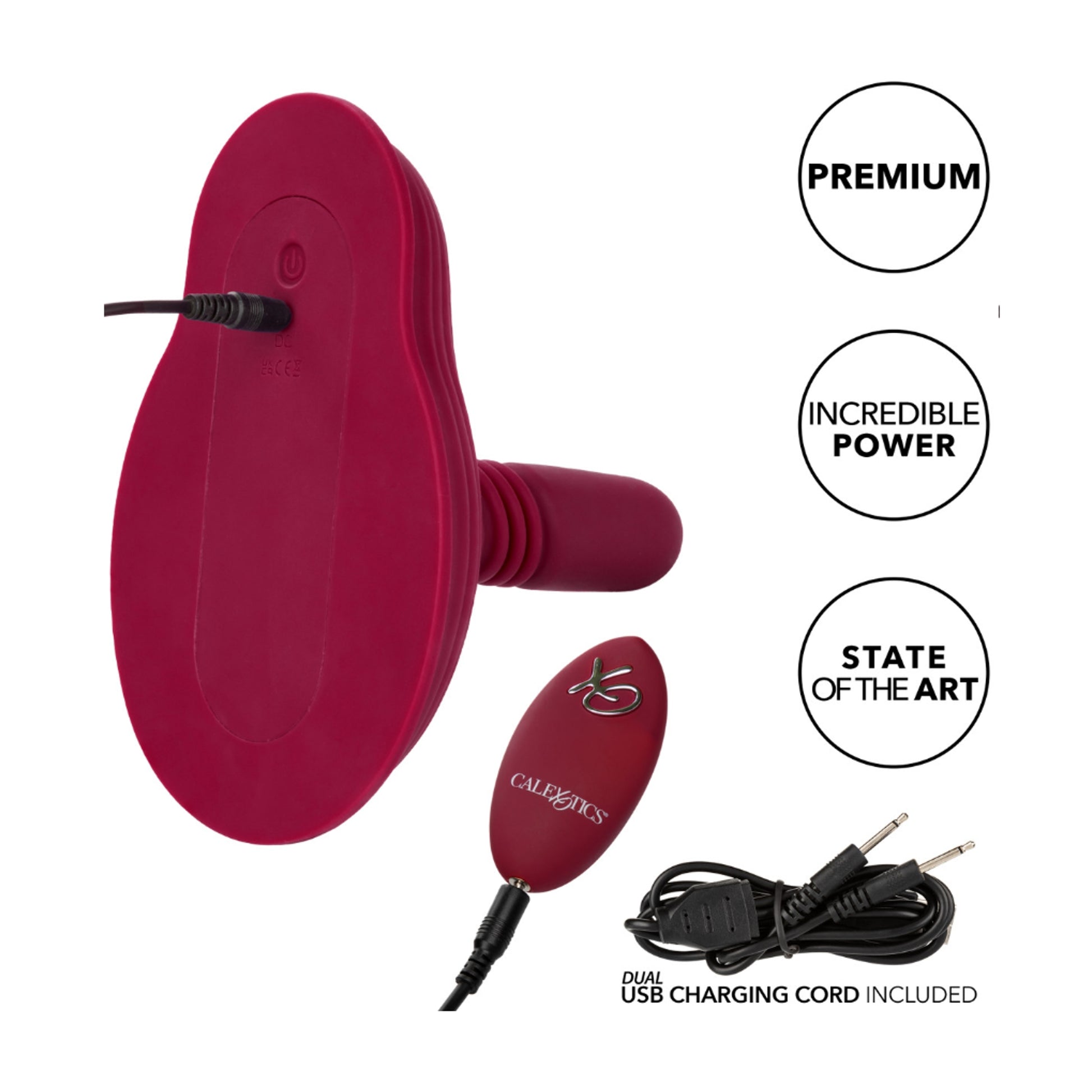 Rear view showing charging ports and dual USB cable