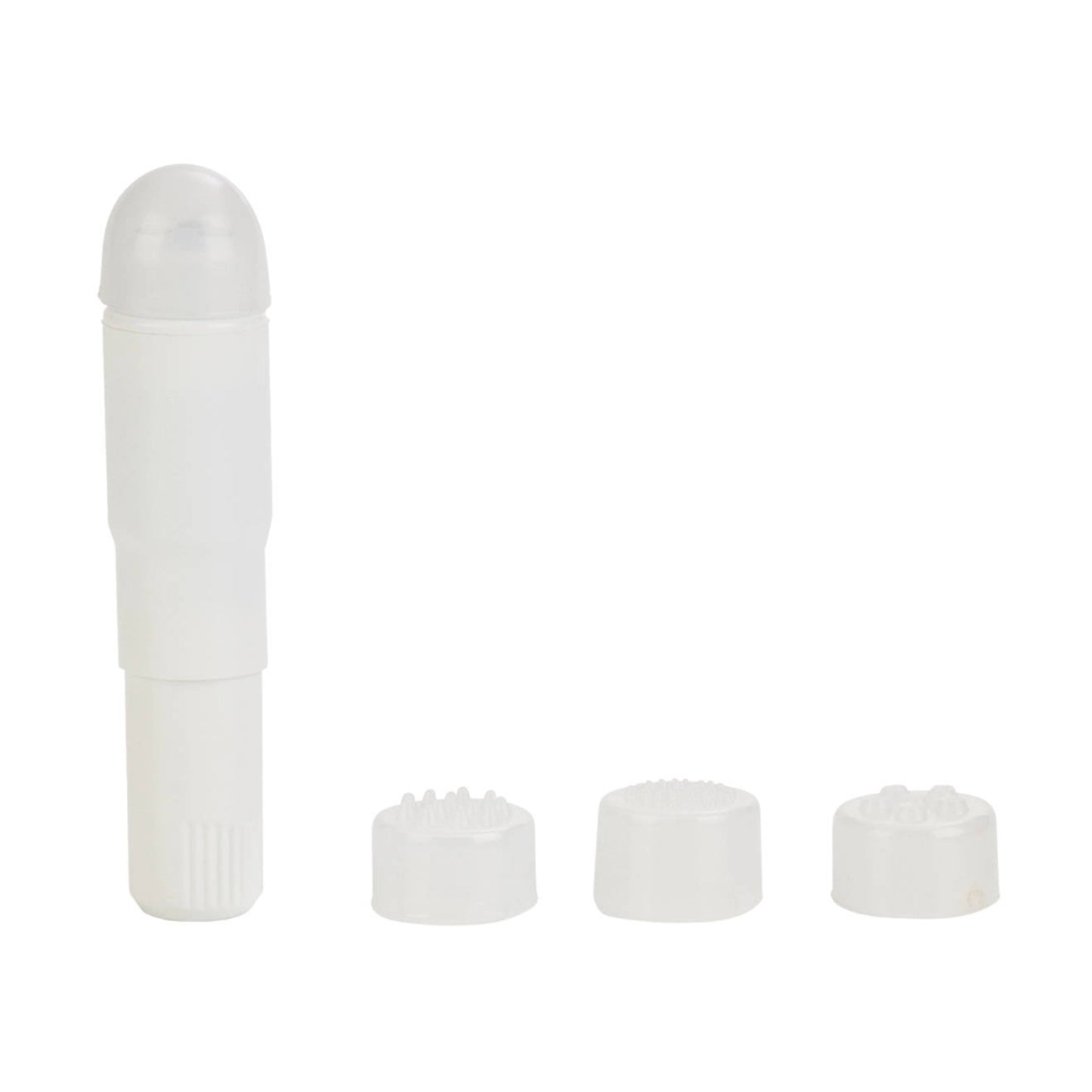 Compact massager with four interchangeable pleasure tips