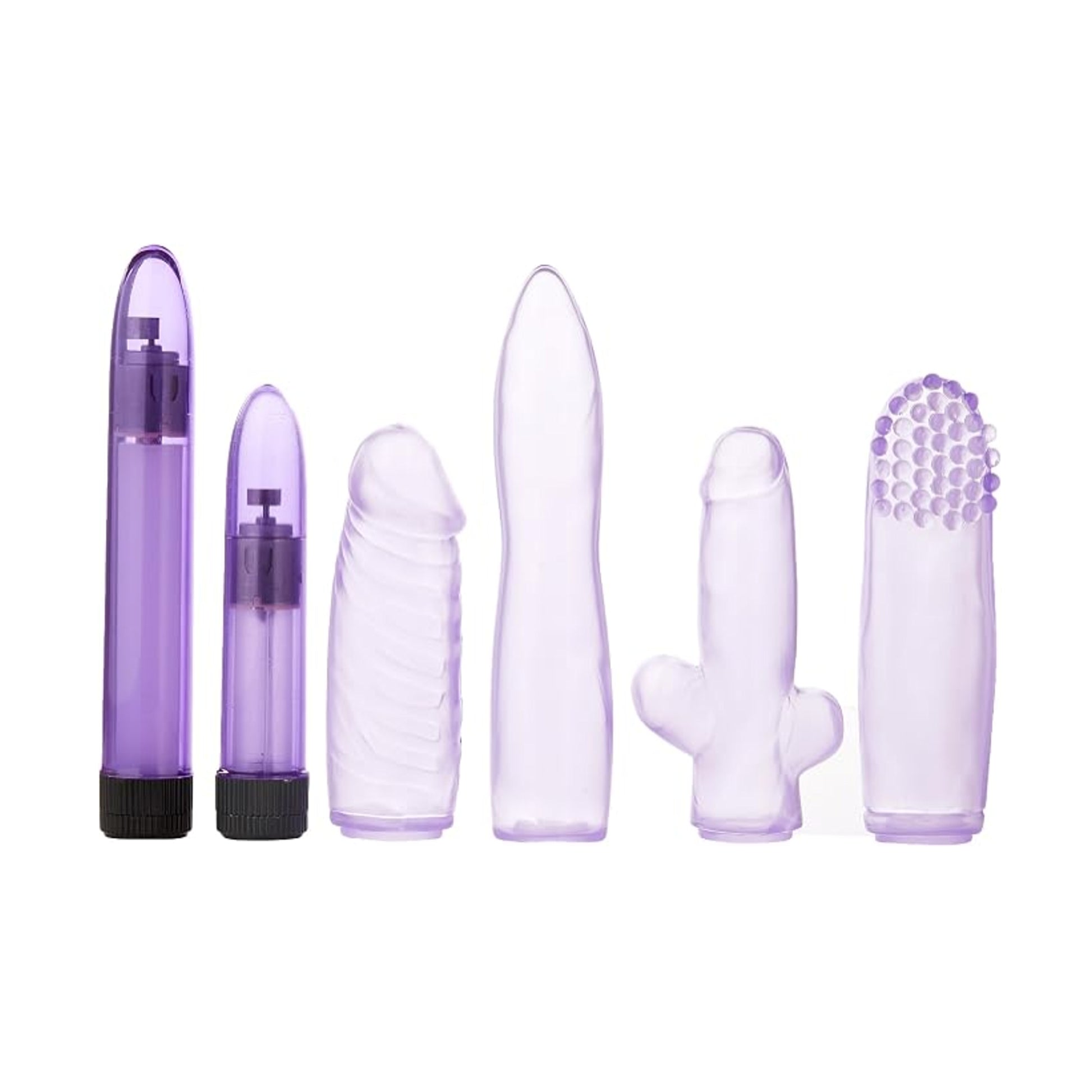 Complete 6 piece vibrator kit with interchangeable sleeves