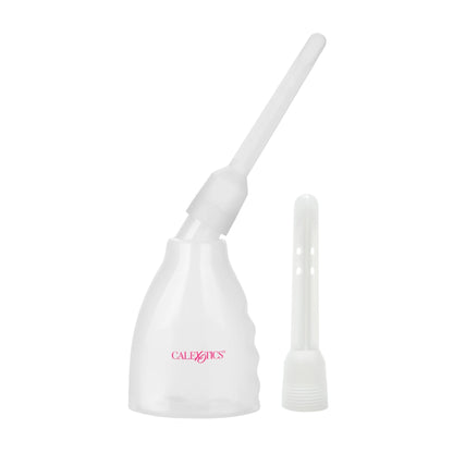 Reusable douche bottle with slim nozzle attached