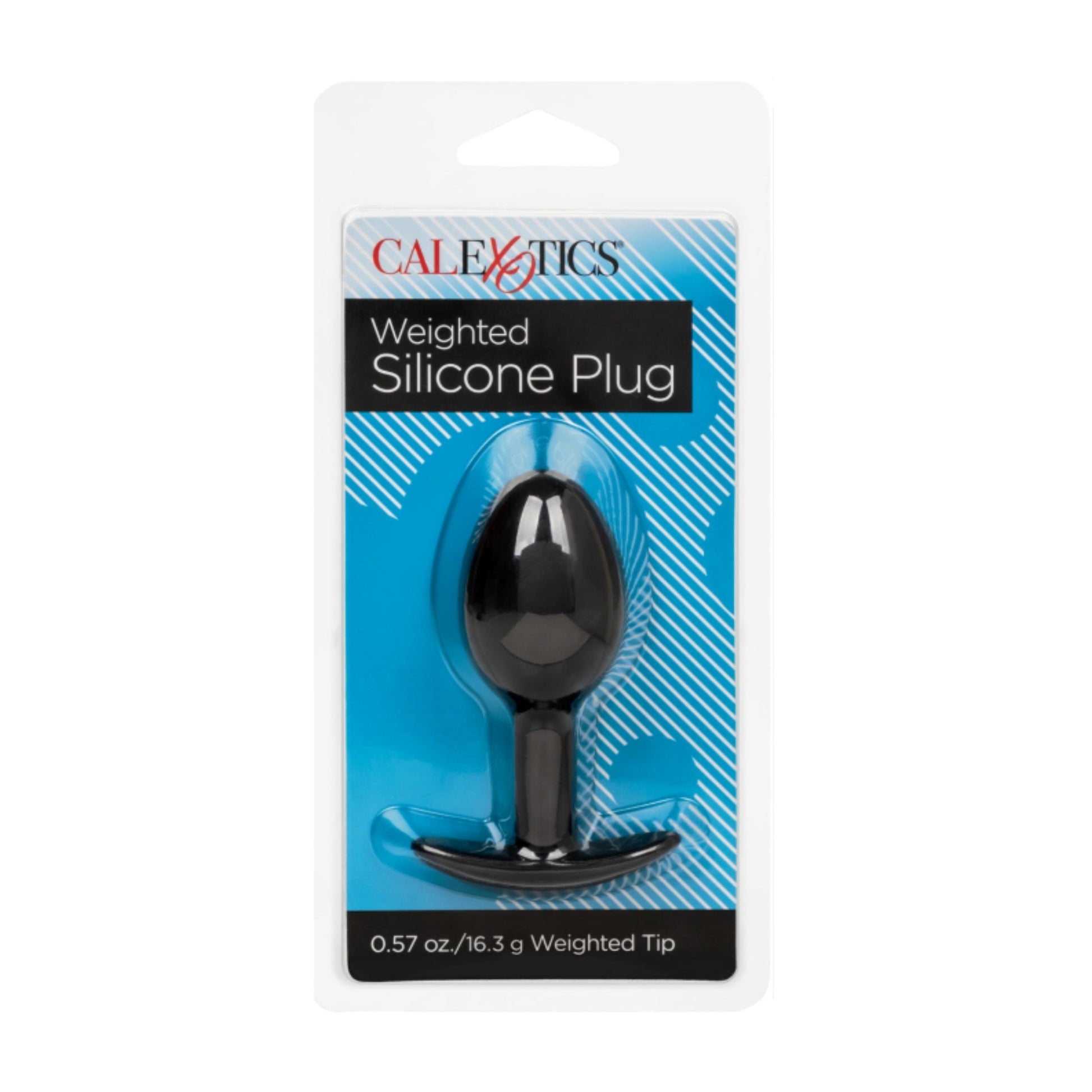 Calexotics Weighted Silicone Anal Plug Black in retail packaging