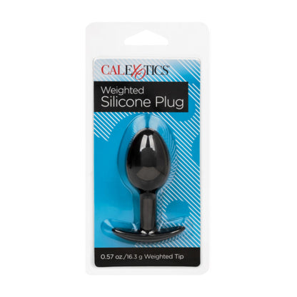 Calexotics Weighted Silicone Anal Plug Black in retail packaging