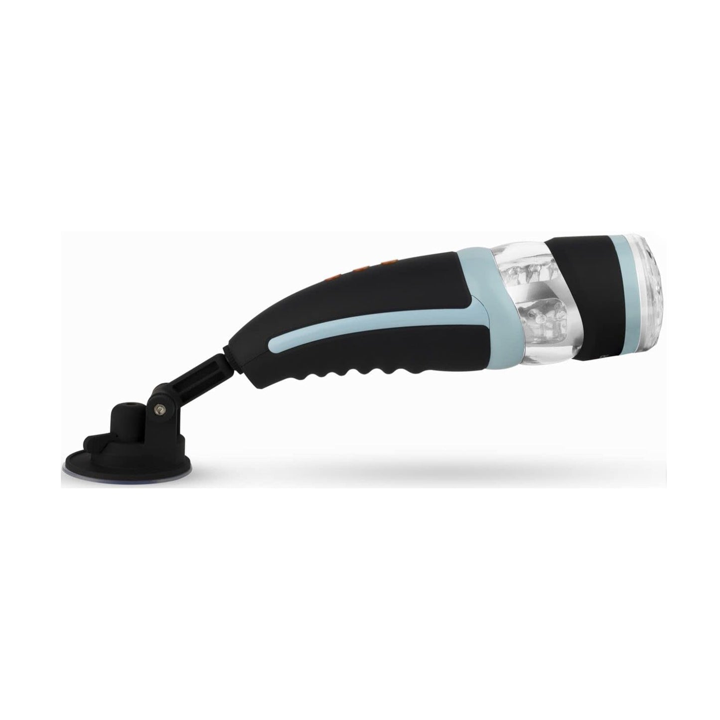 Masturbator mounted on included suction cup holder