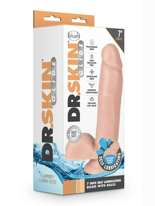 Dr. Skin Glide 7" Self Lubricating Dildo Flesh 1