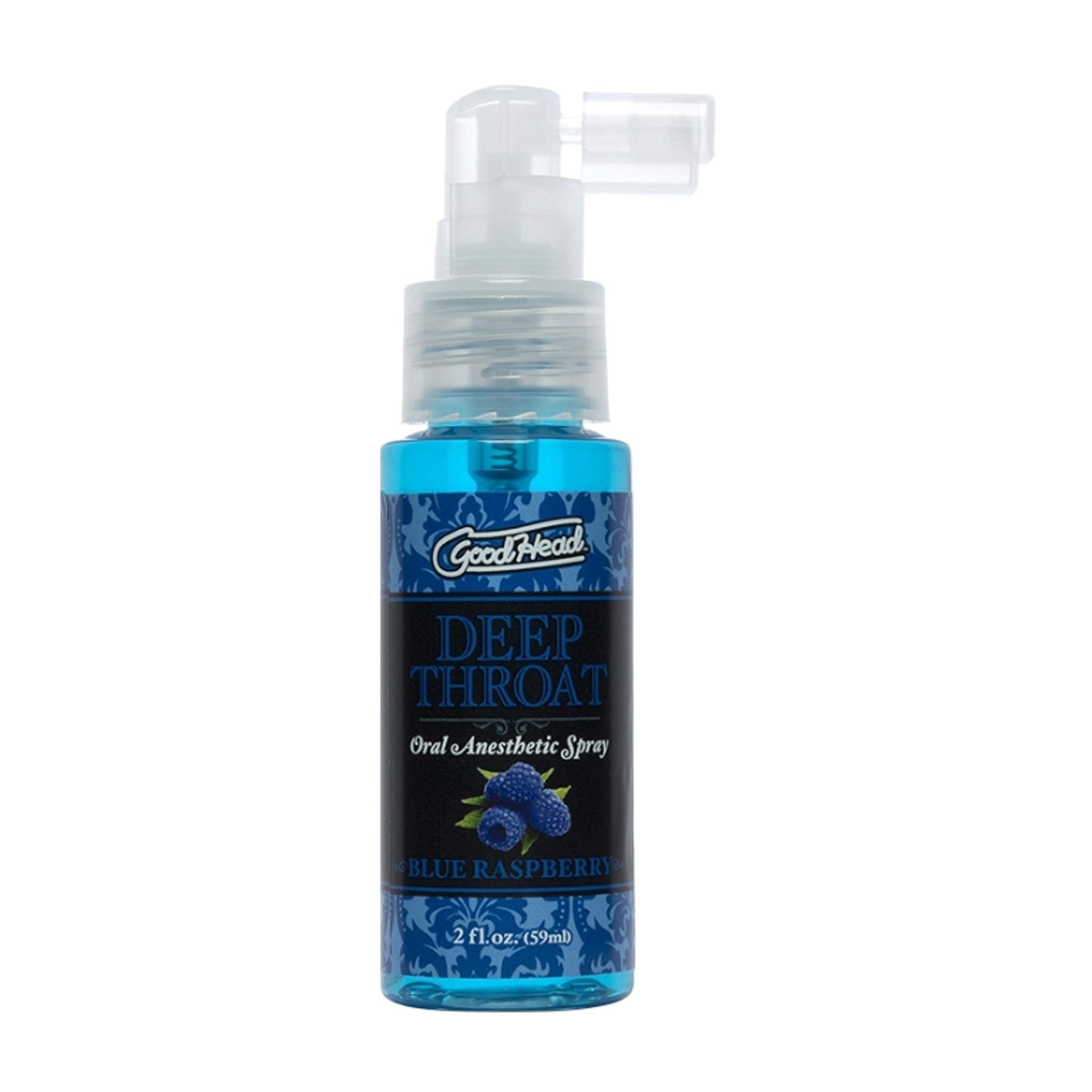 Doc Johnson Good Head Deep Throat Spray Blue Raspberry 59ml retail packaging