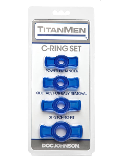 Doc Johnson TitanMen Cock Ring 4 Pack Blue