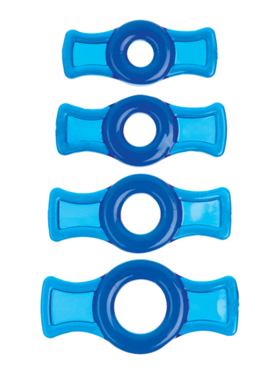Doc Johnson TitanMen Cock Ring 4 Pack Blue