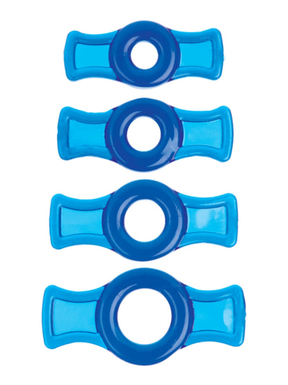 Doc Johnson TitanMen Cock Ring 4 Pack Blue