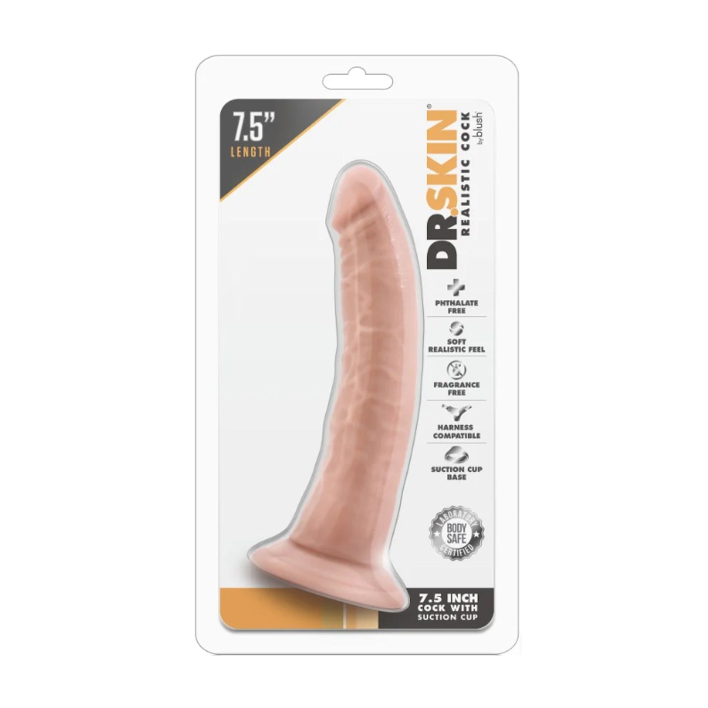 Dr Skin 7.5 Inch Realistic Dildo Flesh in retail packaging
