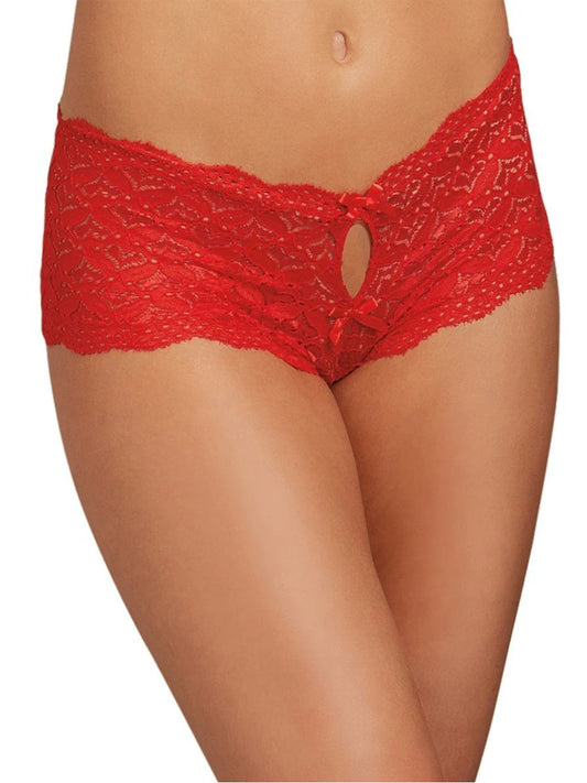Dreamgirl Hearts Crotchless Lace Panty X/Large Red