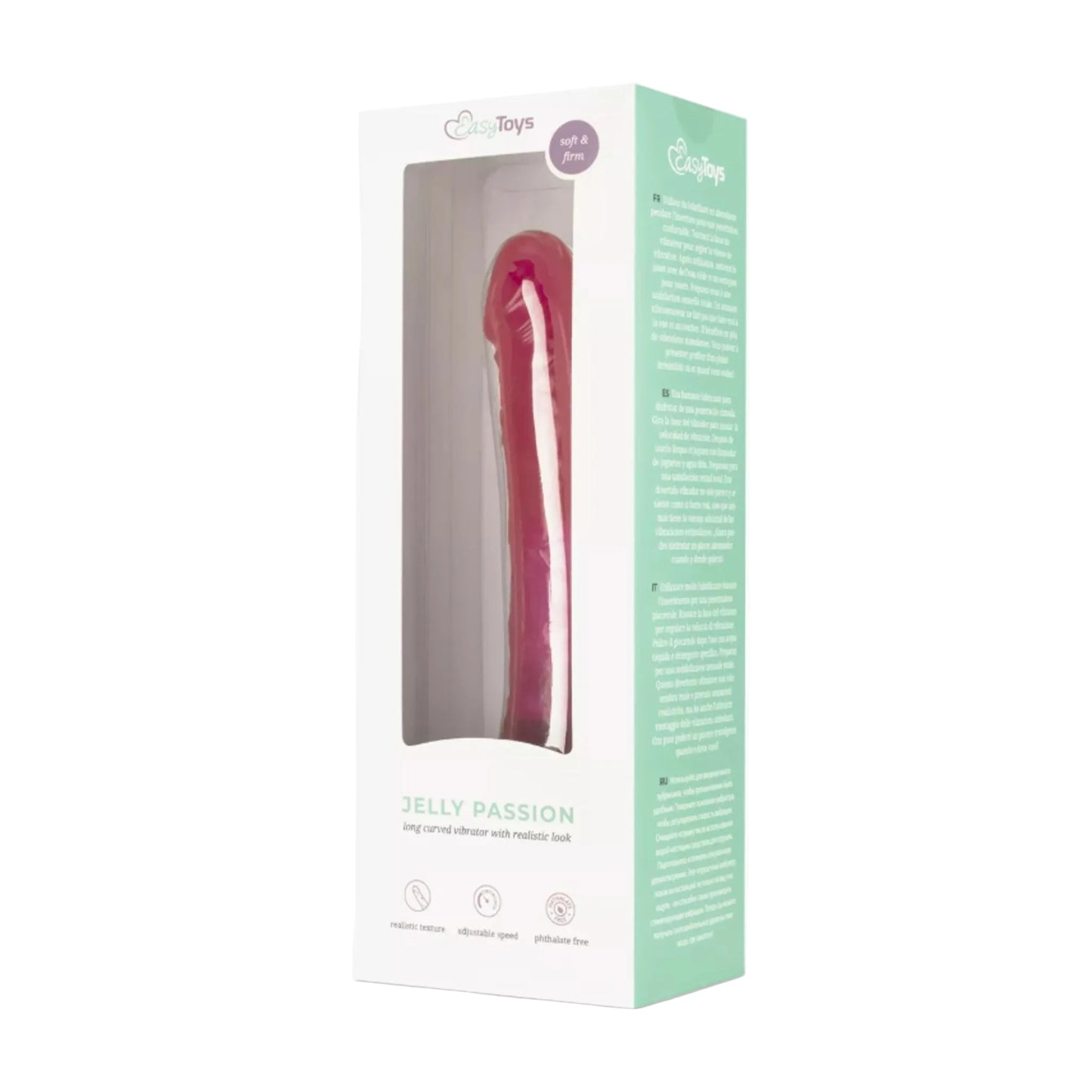 Easy Toys Jelly Passion 7.5 Inch Vibrator Pink in retail packaging