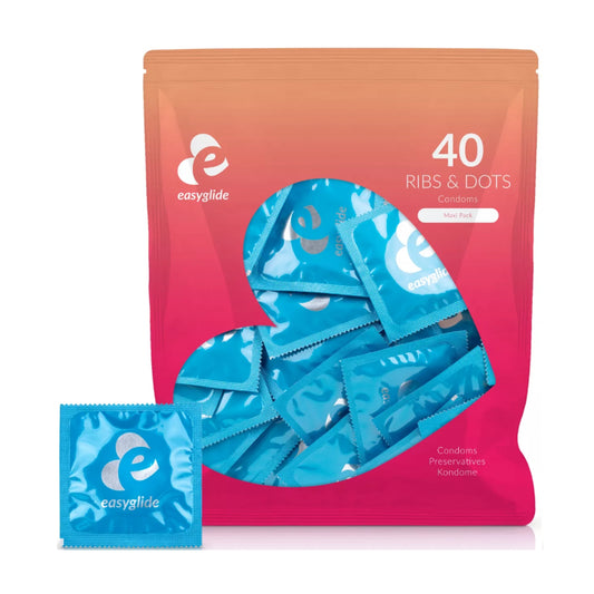 EasyGlide Ribs & Dots Condoms 40 Pack retail packaging