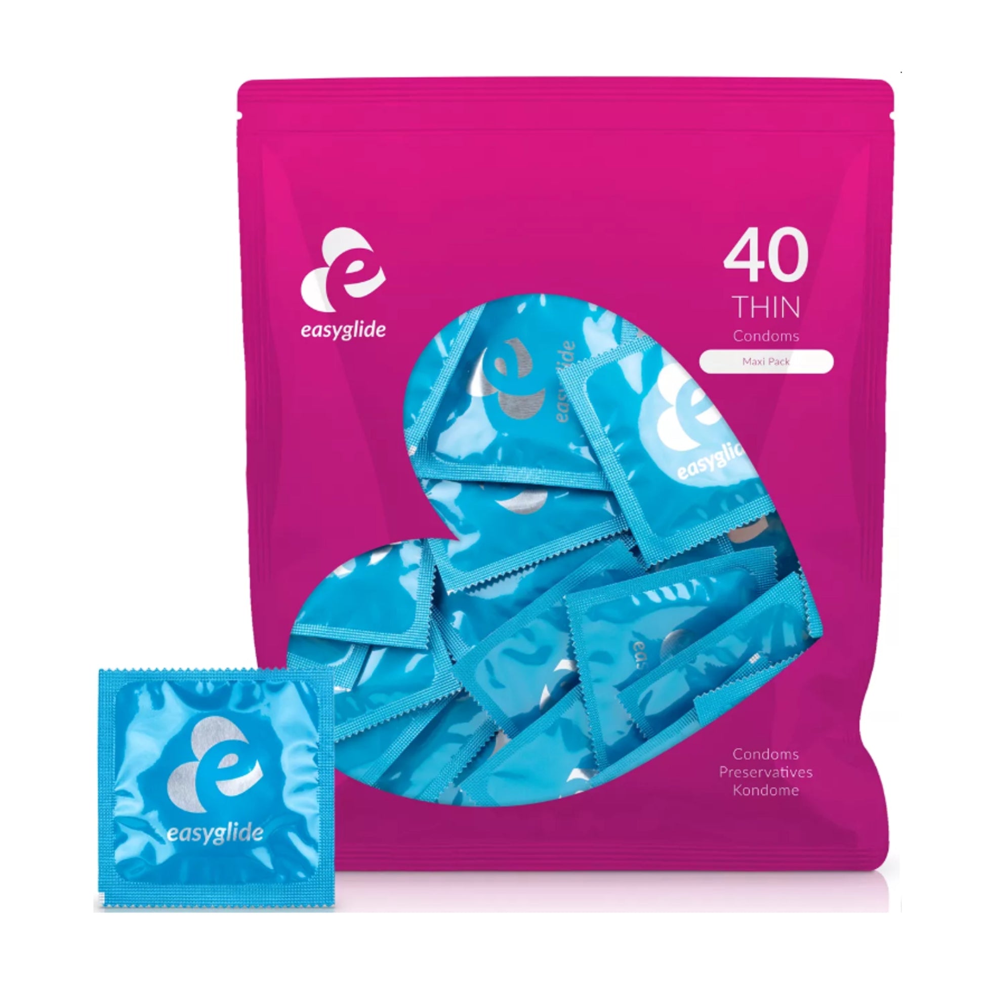 EasyGlide Thin Condoms 40 Pack retail packaging