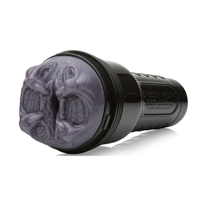 Predator vagina Fleshlight sleeve mounted in black case angled view