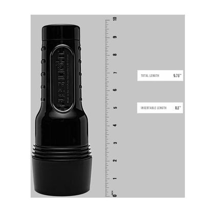 Black Fleshlight case with size guide measurement image