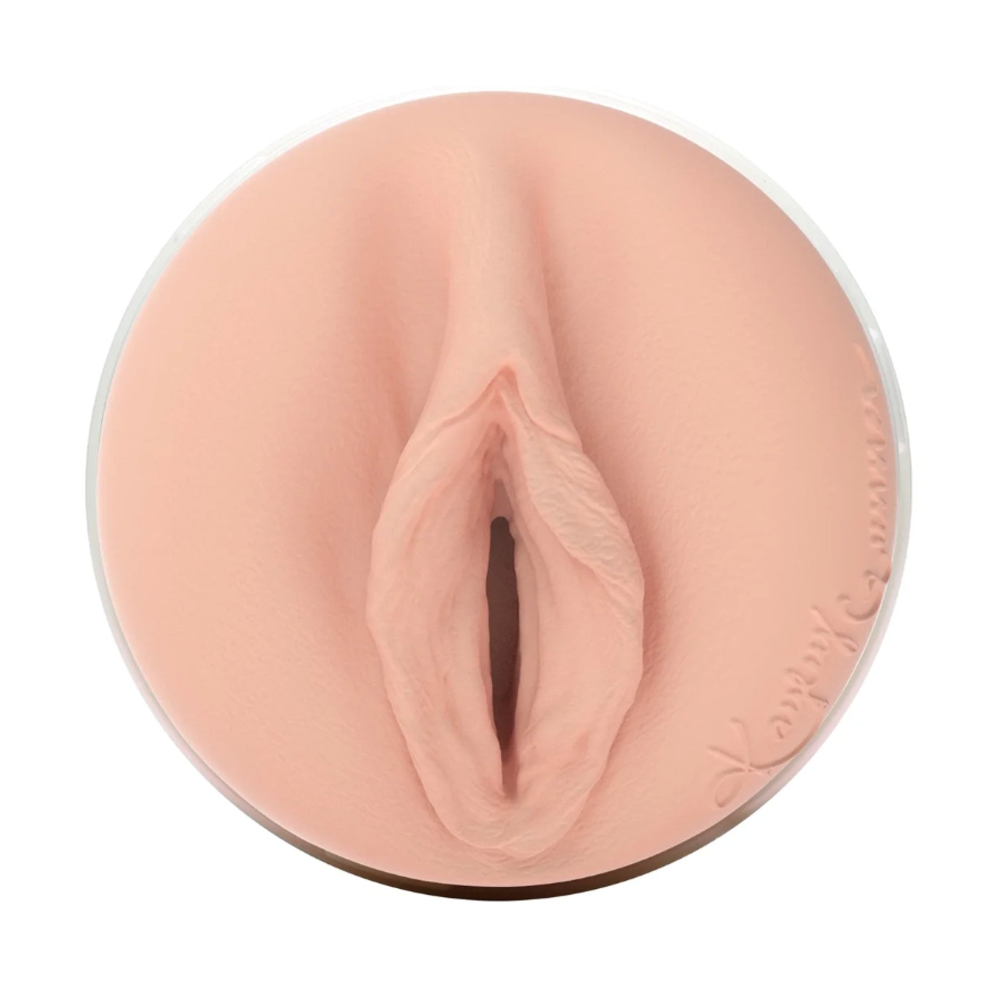 Front view of realistic Kayley Gunner vaginal entrance