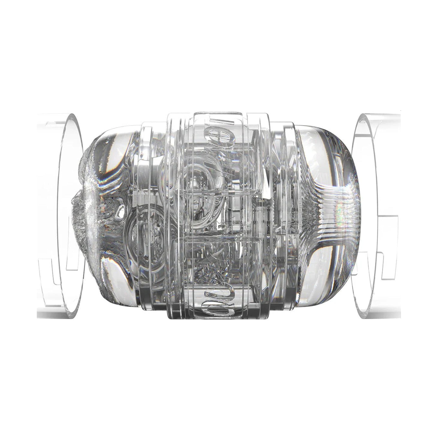 Side view of clear Quickshot with caps removed