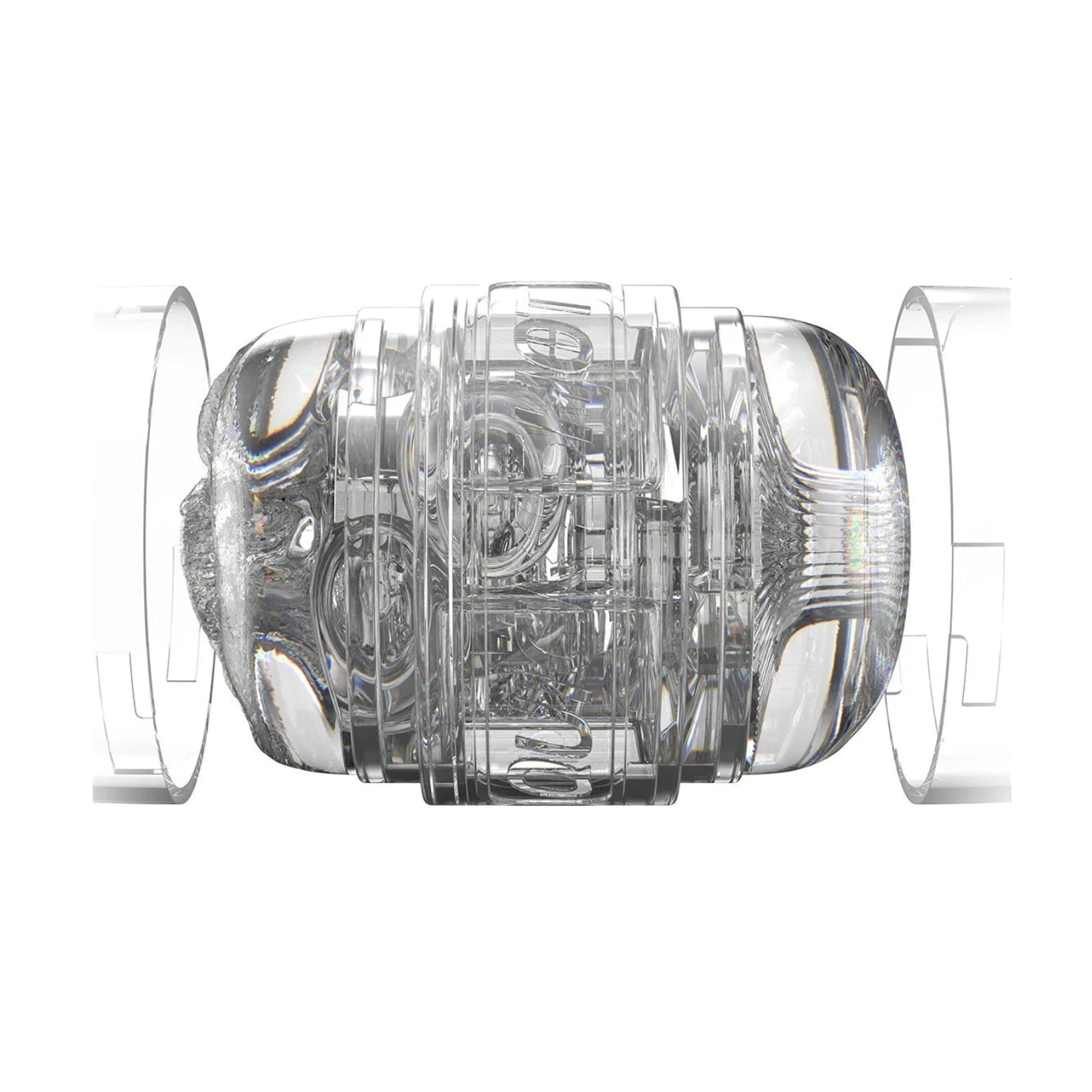 Side view of clear Quickshot with caps removed